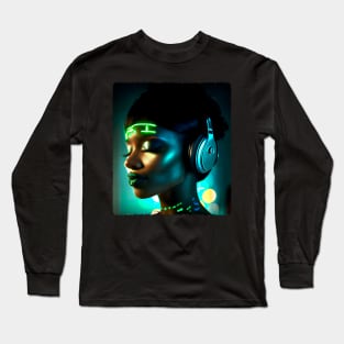 Cyberpunk Music Lover (5) - Beautiful Sci fi Women Long Sleeve T-Shirt